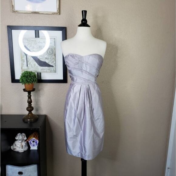 SUZI CHIN for MAGGY BOUTIQUE ~Grey Strapless Dress~Beautiful Draped Detail~Sz 12 - Picture 2 of 6